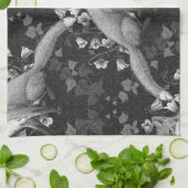Fox, Glockenblumen und Efeu, einfarbig, silberne W Geschirrtuch (Gefaltet)