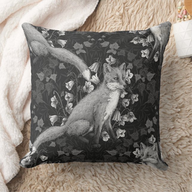 Fox, Glockenblumen und Efeu, einfarbig, silberne W Kissen (Decke)