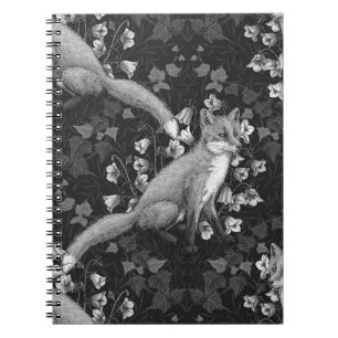 Fox, Glockenblumen und Efeu, einfarbig, silberne W Notizblock
