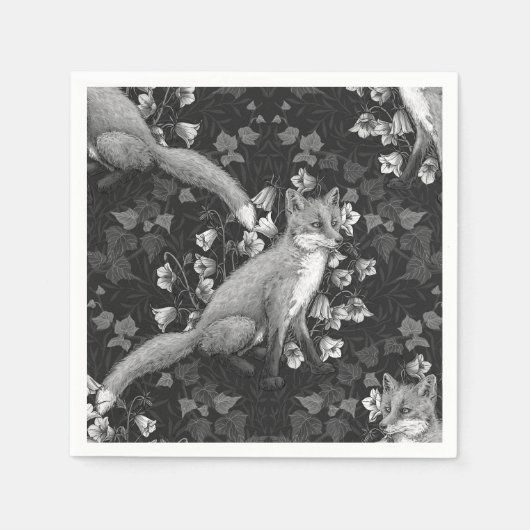 Fox, Glockenblumen und Efeu, einfarbig, silberne W Serviette (Vorderseite)