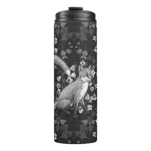 Fox, Glockenblumen und Efeu, einfarbig, silberne W Thermosbecher (Vorderseite)