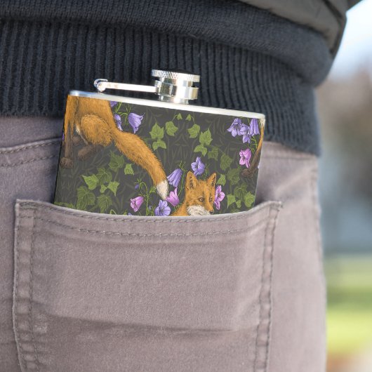 Fox, Glockenblumen und Efeu, grün, orange und viol Flachmann (Beispiel)