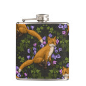 Fox, Glockenblumen und Efeu, grün, orange und viol Flachmann (Vorderseite)