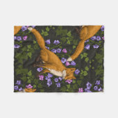 Fox, Glockenblumen und Efeu, grün, orange und viol Fleecedecke (Vorderseite (Horizontal))