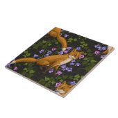 Fox, Glockenblumen und Efeu, grün, orange und viol Fliese (Seite)