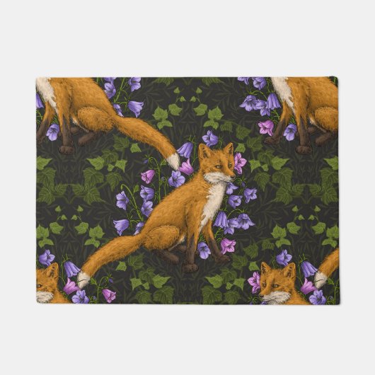 Fox, Glockenblumen und Efeu, grün, orange und viol Fußmatte (Vorderseite)