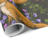 Fox, Glockenblumen und Efeu, grün, orange und viol Geschenkpapier (Rolleneckpunkt)