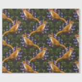 Fox, Glockenblumen und Efeu, grün, orange und viol Geschenkpapier (Flach)