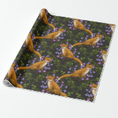 Fox, Glockenblumen und Efeu, grün, orange und viol Geschenkpapier (Ungerollt)