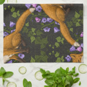 Fox, Glockenblumen und Efeu, grün, orange und viol Geschirrtuch (Gefaltet)