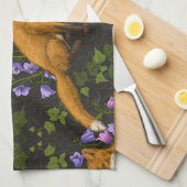 Fox, Glockenblumen und Efeu, grün, orange und viol Geschirrtuch (Viertel Falte)