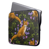 Fox, Glockenblumen und Efeu, grün, orange und viol Laptopschutzhülle (Vorderseite Links)