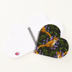 Fox, Glockenblumen und Efeu, grün, orange und viol Notizblock