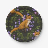 Fox, Glockenblumen und Efeu, grün, orange und viol Pappteller (Vorderseite)