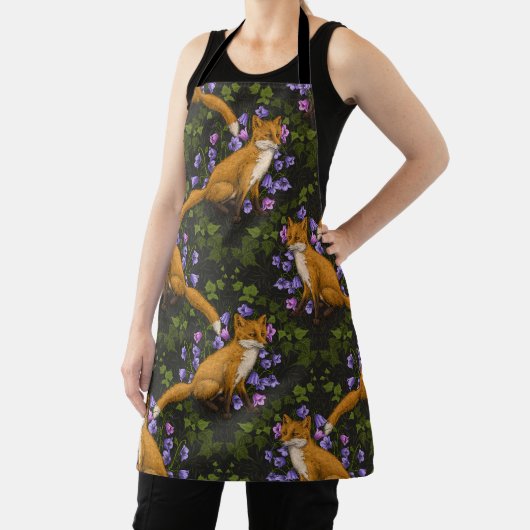 Fox, Glockenblumen und Efeu, grün, orange und viol Schürze (InSitu)