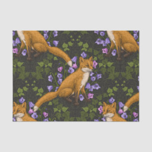 Fox, Glockenblumen und Efeu, grün, orange und viol Seidenpapier