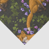 Fox, Glockenblumen und Efeu, grün, orange und viol Seidenpapier (Ausschnitt)