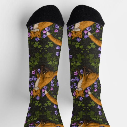 Fox, Glockenblumen und Efeu, grün, orange und viol Socken (Oben)