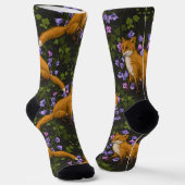 Fox, Glockenblumen und Efeu, grün, orange und viol Socken (Gewinkelt)