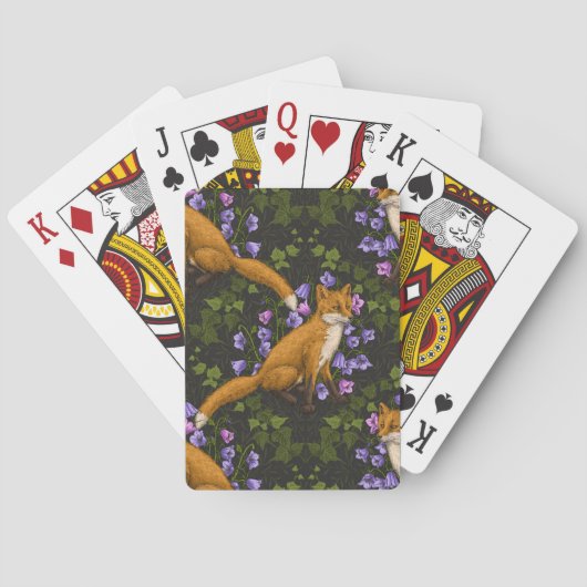 Fox, Glockenblumen und Efeu, grün, orange und viol Spielkarten (Rückseite)