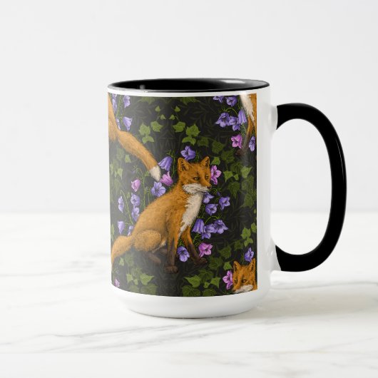 Fox, Glockenblumen und Efeu, grün, orange und viol Tasse (Rechts)