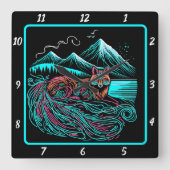 Fox Guardian of the Cliffs Quadratische Wanduhr (Vorderseite)
