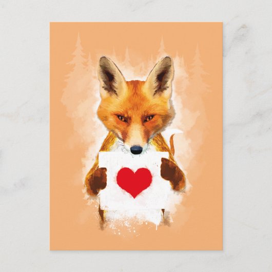 Fox hält ein Herz - ich Liebe Sie! Postkarte (Vorderseite)