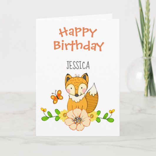 Fox Happy Birthday Card Karte (Vorderseite)