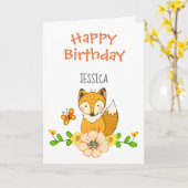 Fox Happy Birthday Card Karte (Gelbe Blume)