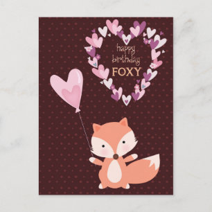 Fox Happy Birthday Foxy Postcard Postkarte