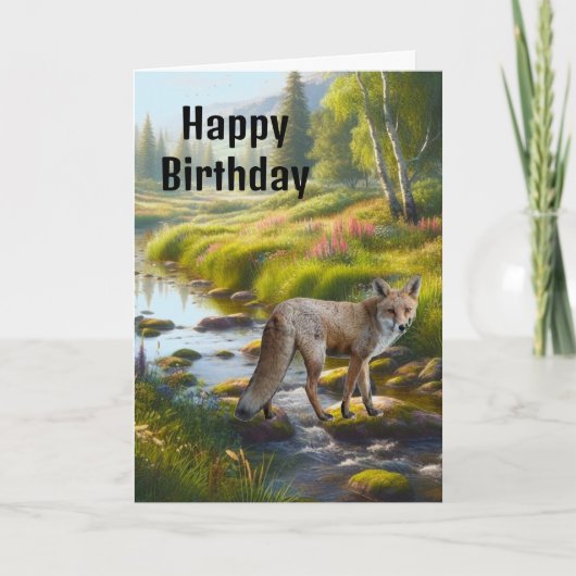 Fox Happy Birthday Mens Karte (Vorderseite)