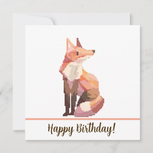 Fox Happy birthday Pixelart, Pixel Art Karte (Vorderseite)