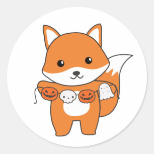 Fox Happy Halloween Pumpkin Bat Kostüm Classic Ro Runder Aufkleber