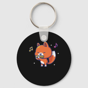 Fox Harmonica Instrument Blues Music Sound Gift Schlüsselanhänger