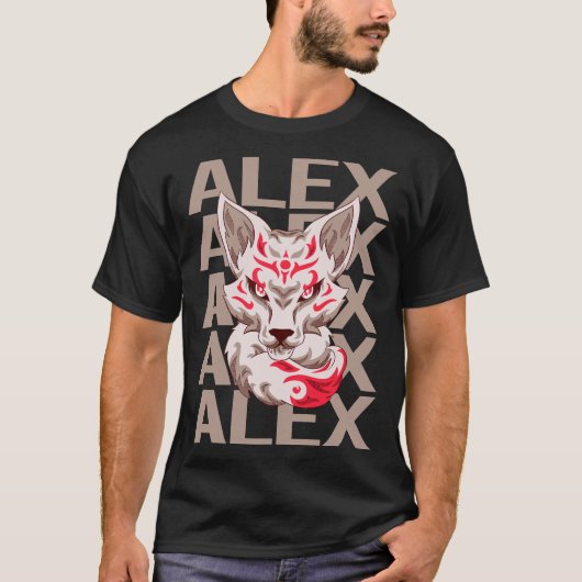 Fox Head - Alex Name T-Shirt (Vorderseite)
