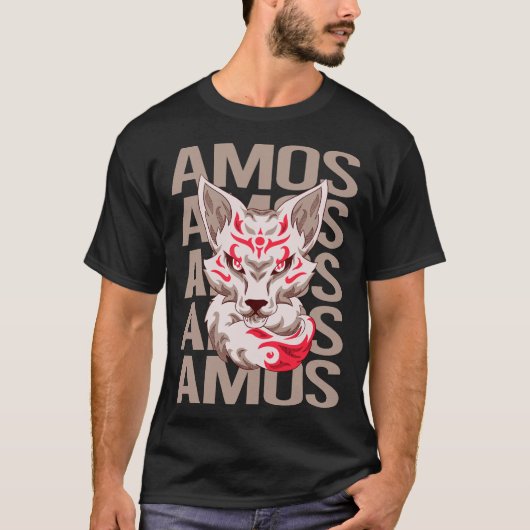 Fox Head - Amos Name T-Shirt (Vorderseite)
