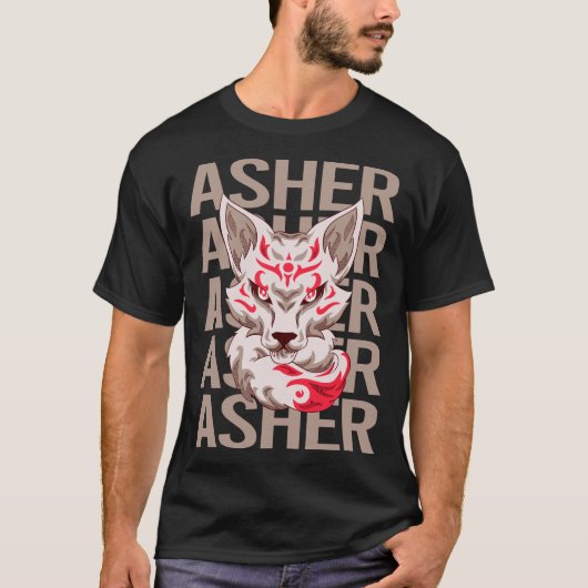 Fox Head - Asher Name T-Shirt (Vorderseite)