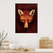 Fox Head Vintag Print Antique Animal Illustration Poster (Küche)