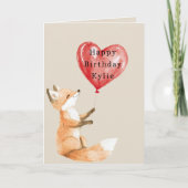 Fox Heart Balloon Birthday Karte (Vorderseite)