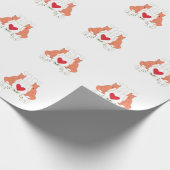 Fox & Heart Vine Print Wrapping Paper - White Geschenkpapier (Ecke)