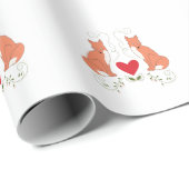 Fox & Heart Vine Print Wrapping Paper - White Geschenkpapier (Rolleneckpunkt)