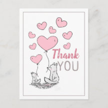 Fox Hearts Baby Dusche Danke Postcard