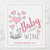 Fox Hearts Baby Dusche Weinetikett (Einzelnes Label)