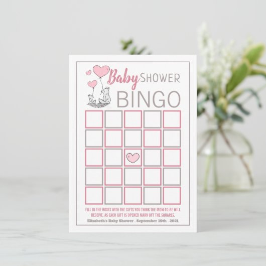 Fox Hearts Baby Shower Bingo (Stehend Vorderseite)