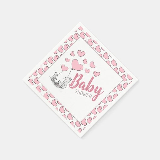 Fox Hearts Baby Shower Serviette (Ecke)