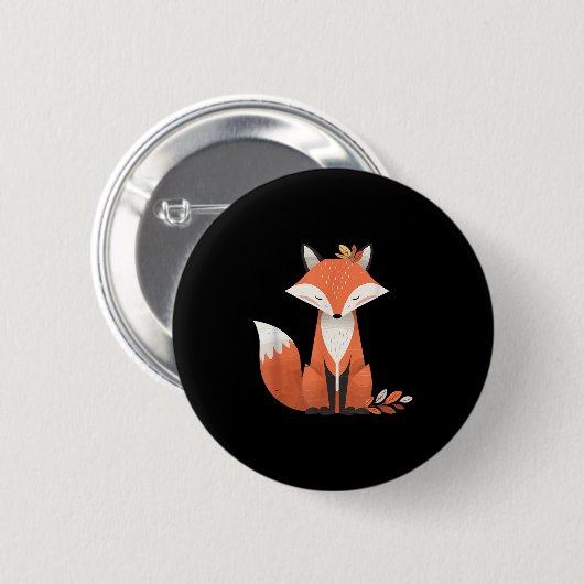 Fox Herbstleaves Süße Tier Woodland Fall Natur Button (Vorne & Hinten)