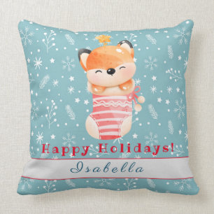 Fox Holidays Anpassen von Text und Name 20"X20" Kissen