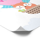 Fox Hot Air Ballon Kinderzimmer Art Poster (Ecke)