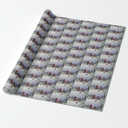 Fox Hunt Huntsmen Hunds kehrend Zuhause Winter Geschenkpapier (Ungerollt)