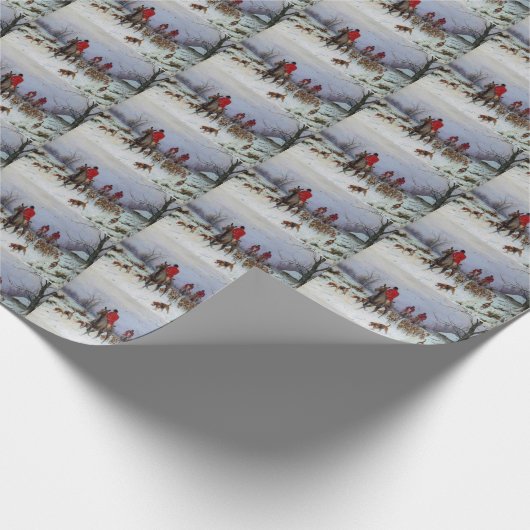 Fox Hunt Huntsmen Hunds kehrend Zuhause Winter Geschenkpapier (Ecke)